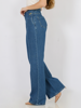 CALÇA JEANS WIDE LEG RECORTE BOLSO