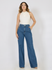 CALÇA JEANS WIDE LEG RECORTE BOLSO