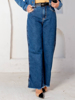 CALÇA JEANS WIDE LEG FENDA NA BARRA