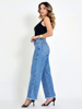 CALÇA JEANS WIDE LEG FENDA NA BARRA